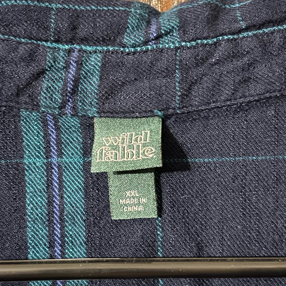 Wild Fable Navy and Teal Plaid Shirt - Picture 2 of 6